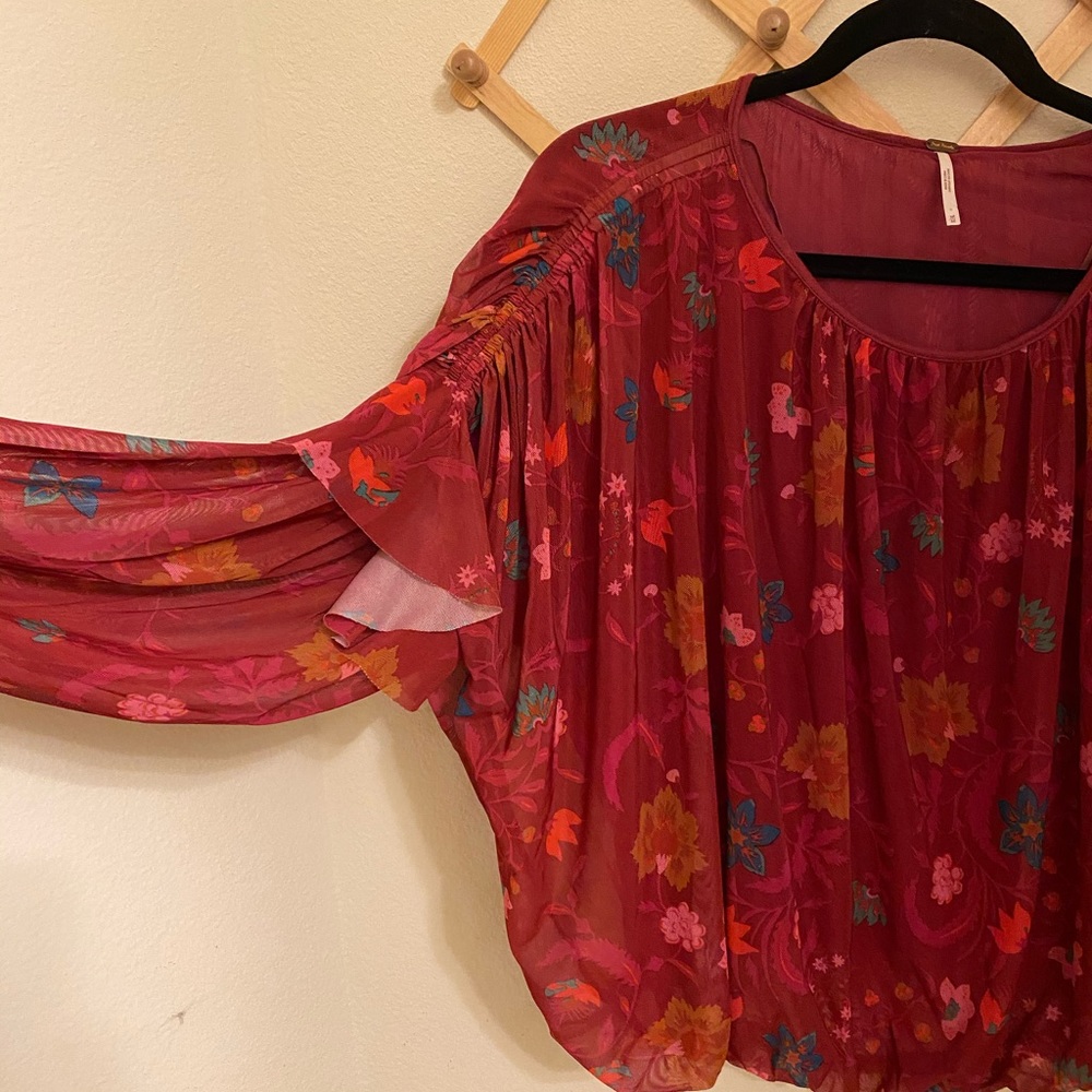 FREE PEOPLE floral crop long sleeve blouse - Picture 2 of 3